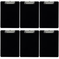 Trade Quest Plastic Clipboard Opaque Color Letter Size Low Profile Clip (Pack of 6) (Black)