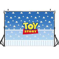Haboke 7x5ft Durable/Soft Fabric Toy Story Blue Sky White Clouds Backdrop for Boy Baby Shower Birthday Party Supplies Decorations Banner Photo Booth Props