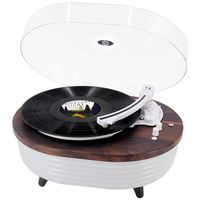 Record Player Turntable, MPK Vinyl Player Bluetooth, Portable Wireless LED Built-in Colorful Stereo Speaker, Vinyl Turntable LP 2-Speed Belt Driven(Red Wood Color)