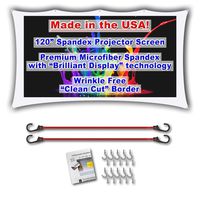 120" inch Portable Spandex Projector Screen. Complete Kit Includes 5'x9' Stretch Fabric Material & Hardware for Indoor or Outdoor Back Yard Movie Screen use. 3D DLP Ready with Both Front & Rear Projection Capability (unlike Blackout Cloth)