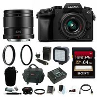 Panasonic Lumix G7 Mirrorless Digital Camera w/ 14-42mm f/3.5 & Panasonic 42.5mm f/1.7 Lenses & 64GB SD Card Bundle