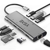 EKSA USB C Hub, 9-in-1 USB Type C Multiport Adapter for MacBook Pro 2018, 2017, Apple MacBook Air 2018, 4K USB C to HDMI,3 USB 3.0 &1 USB 2.0, Gigabit Ethernet, SD/TF Card Reader, Power Delivery