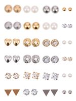 BBTO 24 Pairs Stud Earrings Crystal Pearl Earring Set Ear Stud Jewelry for Girls Women Men, Silver and Gold (Sliver & Gold)