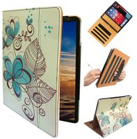 Folding Stand Folio Case with Handle Hand Strap & Document Pocket for Compatible 2018 iPad 6th (A1893-A1954) 2017 iPad 5th (A1822-A1823) iPad Air 2nd (A1566-A1567) & Air (A1474-A1475) Blue Design