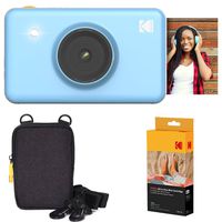 Kodak Mini Shot Instant Camera (Blue) Basic Bundle + Paper (20 Sheets) + Deluxe Case