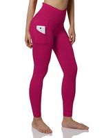 ODODOS Women's High Waist Yoga Pants with Pockets,Tummy Control,Workout Pants Running 4 Way Stretch Yoga Leggings with Pockets,Fuchsia,X-Small