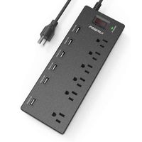 Surge Protector, POWRUI Power Strip with 6 Outlets and 6 USB Ports, Heavy Duty 6ft Extension Long Cord, 1625W/13A Multiplug for Multiple Devices Smartphone Tablet Laptop Computer, ETL Listed (Black)