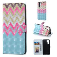 Amocase Wallet Leather Case with 2 in 1 Stylus for Huawei P30 Pro,Premium Slim Cute 3D Painting Shockproof Magnetic PU Leather Card Slot Stand Case - Colorful Waves