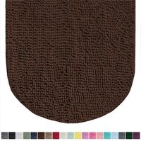 Gorilla Grip Original Luxury Chenille Oval Bath Rug Mat, 42x24, Extra Soft and Absorbent Large Shaggy Bathroom Rugs, Machine Wash Dry, Plush Carpet Mats for Tub, Shower, and Bath Room, Brown