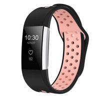iGK Silicone Replacement Bands Compatible for Fitbit Charge 2, Adjustable Breathable Sport Strap Smartwatch Fitness Wristband with Air Holes Black Pink Small
