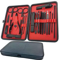 Manicure Set-18 in 1 Stainless Steel Nail Care Kit-Professional Pedicure Kit Nail Clipper Grooming Kit-Nail Scissors Set with Black Leather Travel Case-Best Surprising Gift for Men and Women