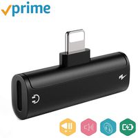 Headphone Adapter for iPhone 11 Splitter AUX Audio Jack Charge Car Charger Dual Earphone Cable Converter Compatible for iPhone X/XS/8/8Plus/7/7Plus Support All iOS [ Audio+Charge+Call+Control ] -Black