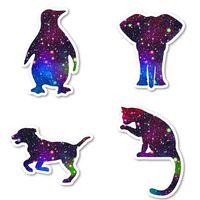 Galaxy Animals Sticker Pack Galaxy Stickers - 4 Pack - Sticker Vinyl Decal - Laptop, Phone, Tablet Vinyl Decal Sticker (4 Pack) S172442
