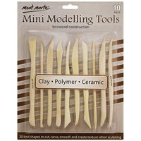 Mont Marte Boxwood Mini Clay Modeling Tools 10 Piece. Set of 10 Double Ended Pieces Providing 20 Clay Modeling Tools. Suitable for Cutting, Carving and Smoothing Clay