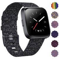 DAIKA Fabric Bands Compatible with Fitbit Versa/Versa 2/Versa Lite Stylish Woven Wristbands with Stainless Steel Buckle Fits for Women Men, Large Small