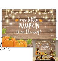 Allenjoy Pumpkin Rustic Wood Baby Shower Backdrop Autumn Our Little Pumpkin Boy Girl is On The Way Welcome Party Decorations Baby is Brewing Theme Cake Table Banner 7x5ft Background Photo Booth Props