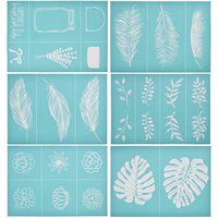YeulionCraft Self-Adhesive Silk Screen Printing Stencil Mesh Transfers Plant Pattern Series for Decoration DIY T-Shirt Pillow Fabric Painting, 6PCS Plant Pattern Set