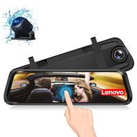 Lenovo Mirror Dash Cam, Backup Camera 9.66 Inch Mirror Dash Screen, 1080P Cam Touch Full Screen Rearview Front and Rear Dual Lens, Waterproof Full HD Camera Touch Screen HR06A