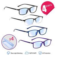 LYCAON Reading Glasses 4 Pairs Lightweight Anti Eye Fatigue UV Blue Light Blocking Glasses Computer Glasses for Men Women with 4 Portable Glasses Cases (+2.5, 4 Mix Colors)