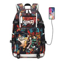 Anime Demon Slayer Cosplay Backpack Daypack Bookbag Laptop Bag School Bag with USB Charging Port (Color 1)