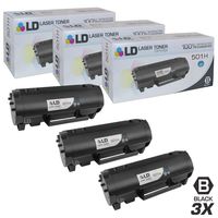 LD Compatible Toner Cartridge Replacement for Lexmark 501H 50F1H00 High Yield (Black, 3-Pack)