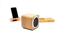 Portable Wireless Wooden Bluetooth Speaker with FM, Loud Bamboo 4.0 Bluetooth Speakers with Subwoofer (white oak)