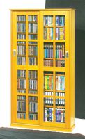 Leslie Dame Mission Multimedia DVD/CD Storage Cabinet with Sliding Glass Doors, Oak