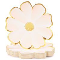 Pink Floral Disposable Paper Plates for 1st Birthday, Baby Shower (10 in, 48 Pack)