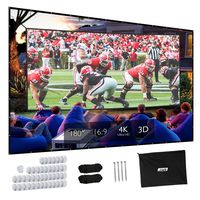 Projector Screen, Upgraded 180 inch 4K 16:9 HD Portable Projector Screen, Premium Indoor Outdoor Movie Screen Anti-Crease Projection Screen for Home Theater Backyard Movie.