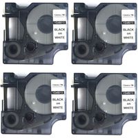 NEOUZA 4PK Compatible for DYMO D1 Standard Label Tape 1/2" x 23' 12mm x 7m (Black on White 45013 S0720530)