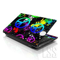 LSS Laptop 17-17.3" Skin Cover with Colorful Peace Signs Pattern for HP Dell Lenovo Apple Asus Acer Compaq - Fits 16.5" 17" 17.3" 18.4" 19" (2 Wrist Pads Free)