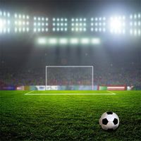 AOFOTO 5x5ft Lighting Football Stadium Photo Backdrop Vinyl Green Turf Soccer Court Match Grass Lawn Sports Field Photography Background Boy Kid Child Sportsman Portrait Photo Shoot Props Wallpaper