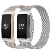 LNOOIU Replacement Bands Compatible with Fitbit Charge 3, Stainless Steel Bands Adjustable Accessory Wristband for Charge 3 Bracelet Women Men Girls Boys -2 Pack Small G
