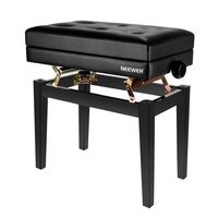 Neewer NW-007 Adjustable Deluxe Padded Piano Bench - Leather Backless Stool with Storage Compartment, Solid Hard Wood Construction with Load Capacity up to 250 pounds/110 kilograms (Black)