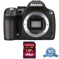 Pentax K-50 DSLR Camera (Body Only, Black) with Memory Card - (Renewed)