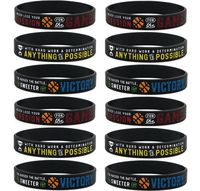 (12-Pack) Basketball Motivational Silicone Bracelets - Wholesale Bulk Basketball Jewelry, Sports Gifts, Party Favors and Supplies
