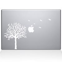 The Decal Guru 2094-MAC-15P-W Tree with Birds Decal Vinyl Sticker, White, 15" MacBook Pro (2015 & Older)