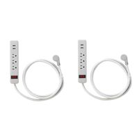 Link2Home EM-TXC142B-2PK 2pk Surge Protector, 5ft Extension, 3 Outlets, 2 Ports, 2.4A USB, Braided Cable with Low Profile Plug, Grey Fabrc Cord Power Strip