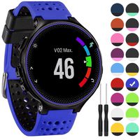 GVangel Band Compatible with Garmin Forerunner 235, Soft Silicone Replacement Watch Band Strap Wristband for 220/230/235/620/630/735XT/235 Lite Smart Watch for Women Men (Blue-Black)