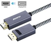 DisplayPort to HDMI, Benfei DisplayPort (DP) to HDMI 6 Feet Cable Compatible with HP, ThinkPad, AMD, NVIDIA, Desktop and More - Male to Male, Space Grey
