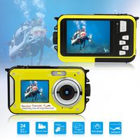 Waterproof Underwater Digital Camera for Snorkeling,Selfie Dual Screen Digital Cameras Waterproof Underwater Video Camera-Holiday,Trip (Yellow 1)