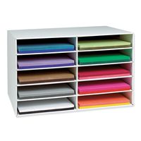 Classroom Keepers 12" x 18" Construction Paper Storage, 10-Slot, White, 16-7/8"H x 26-7/8"W x 18-1/2"D, 1 Piece