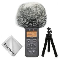 First2savvv Outdoor Portable Digital Recorders Furry Microphone Mic Windscreen Wind Muff for Tascam DR-05 + mini tripod + Suede cleaning cloth TM-DM-DR05-H01TZ3