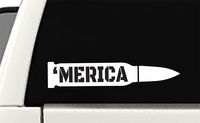 50 Caliber Bullet 'Merica Vinyl Sticker Decal Pack of 3 (White)