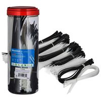 Maximm Heavy Duty Cable Zip Ties 6", 8", 10", 12", 15" inches mixed Black & White 500-Pack Holds up to 75 Lbs.