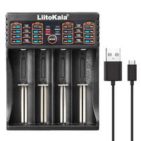 4 Bay USB Speedy Charging Smart Battery Charger Fit for Solar Panel,Universal Intelligent Charger USB Output Port for 3.8V 3.7V 18650 26650 14500 16340 RCR123A LiFeO4 1.2V Ni-MH Ni-Cd Aa Aaa Battery