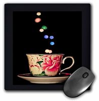Print of Floral Teacup With Bokeh Steam - Mouse Pad, 8 by 8 inches (mp_221022_1)