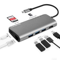 USB C Multiport Hub, MixMart 8in1 USB Type C to HDMI 4K Adapter with Ethernet Port 3xUSB 3.0 Ports SD/TF Card Reader for MacBook/MacBook Pro/Air 2016/2017/2018, Samsung S8 /S8 Plus/S9/S9 Plus