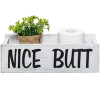Y&ME YM Nice Butt Bathroom Decor Box, Farmhouse Wooden Bathroom Box, Wooden Rustic Toilet Paper Holder, Funny Home Decor Box for Bathroom, Kitchen, Table and Counter (Grey)