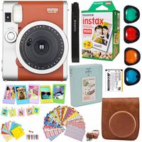 Fujifilm Instax Mini 90 Neo Classic Instant Film Camera (Brown) + Fuji Instax Film Twin Pack (20PK) + Accessories Kit/Bundle + Fitted Case + 4 Filter Lens + Frames + Photo Album + More